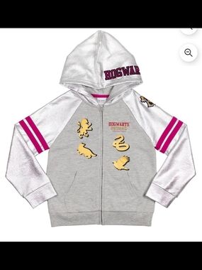 Harry Potter Girls' 14 16 Hogwarts School Grey & Silver Hooded Zip Jacket